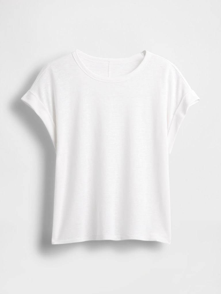 Linen-Blend Roll-Cuff T-Shirt