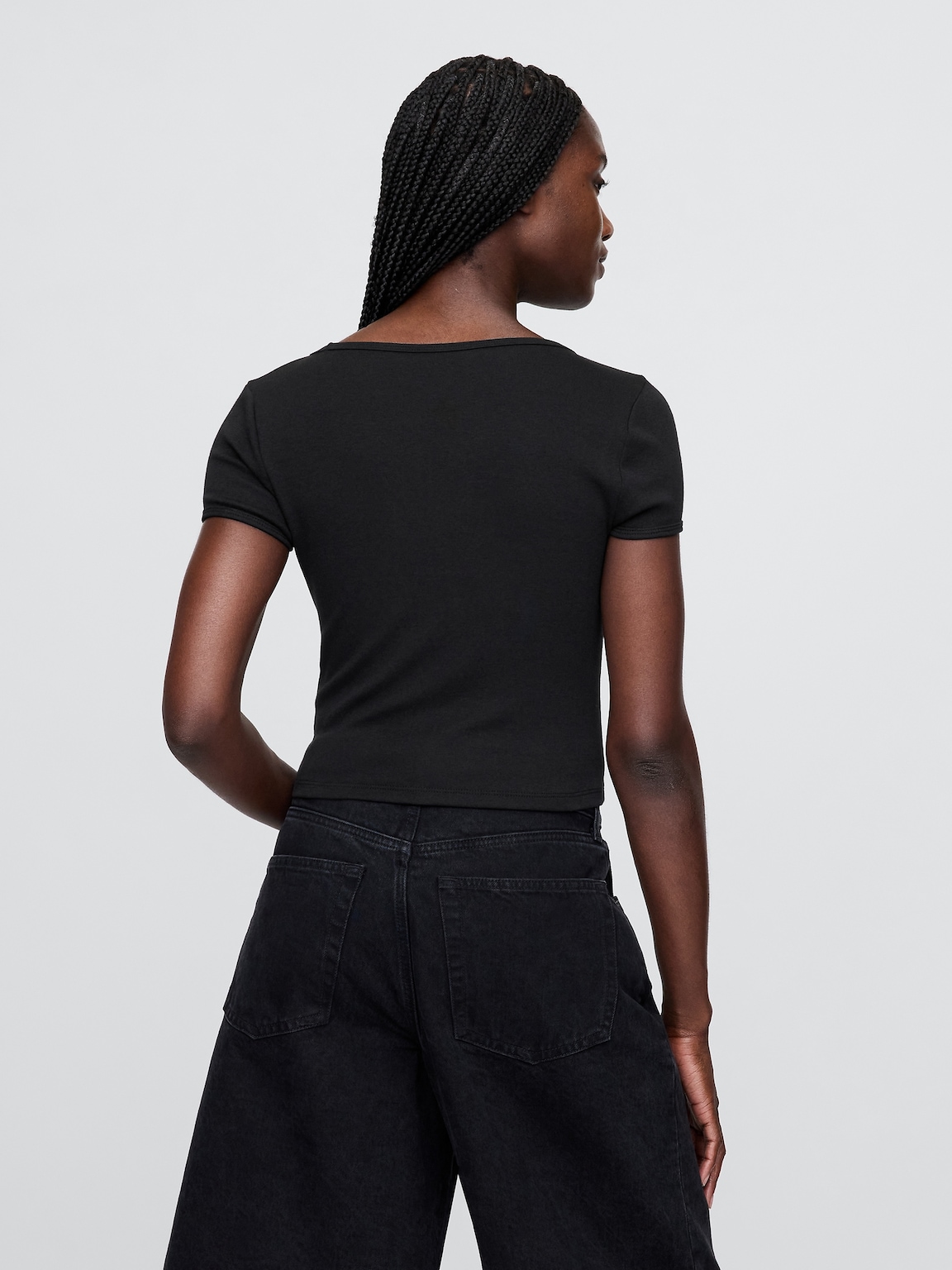 Modern Cap-Sleeve Crop T-Shirt