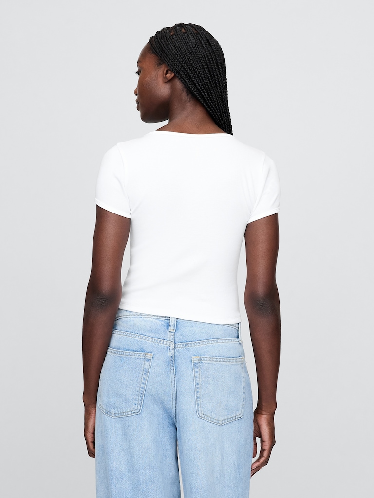 Modern Cap-Sleeve Crop T-Shirt