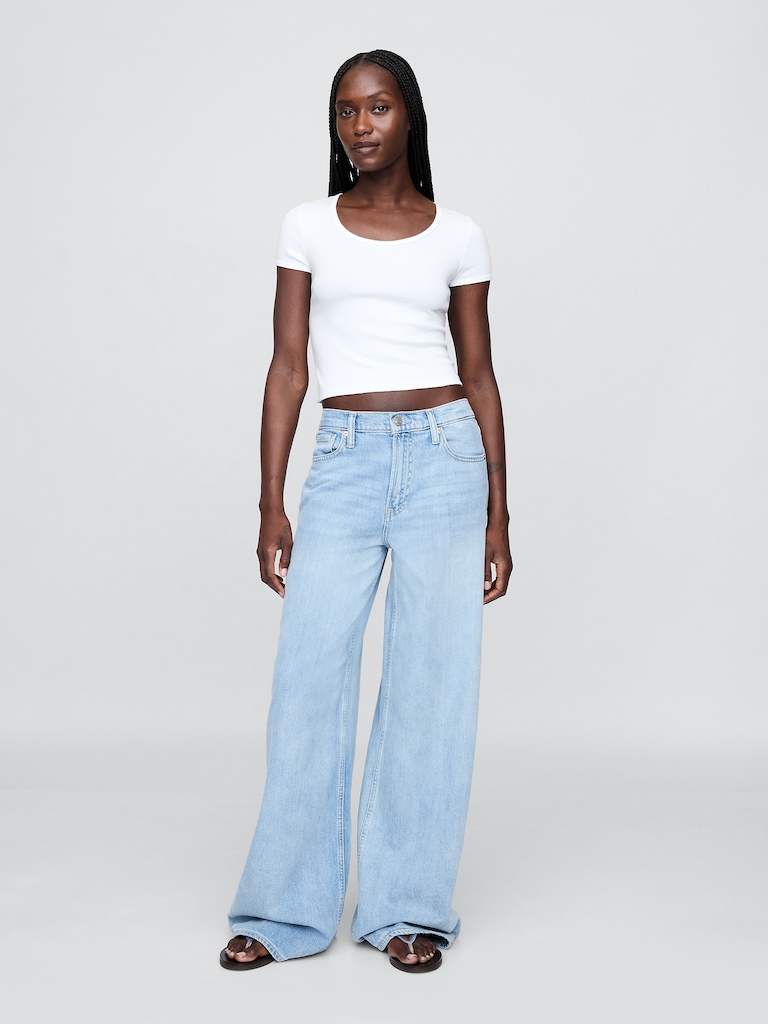 Modern Cap-Sleeve Crop T-Shirt