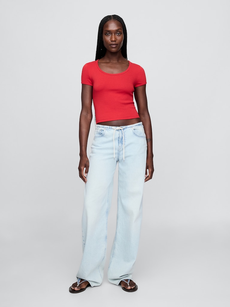 Modern Cap-Sleeve Crop T-Shirt