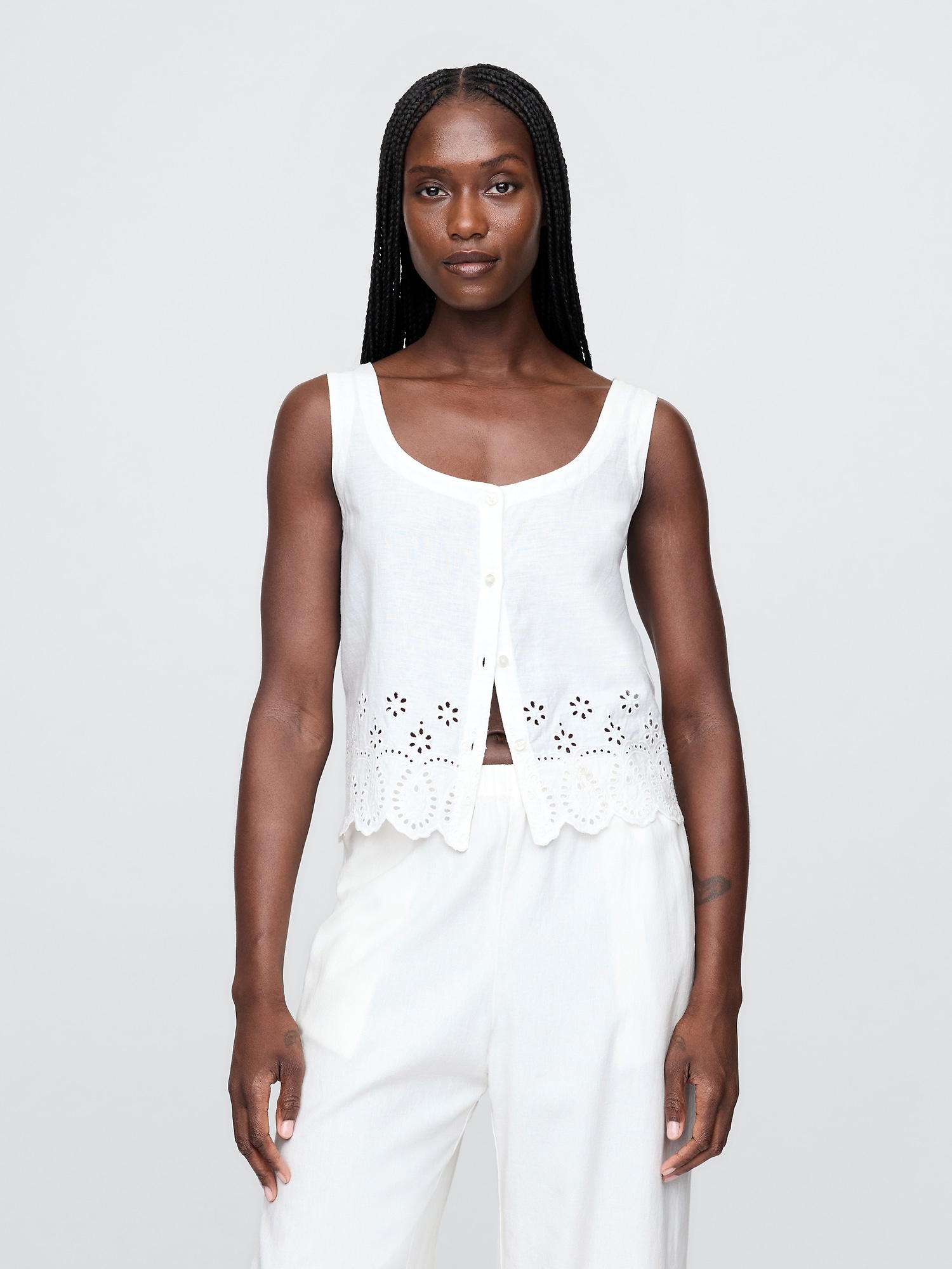 Linen-Blend Embroidered Vest | Gap