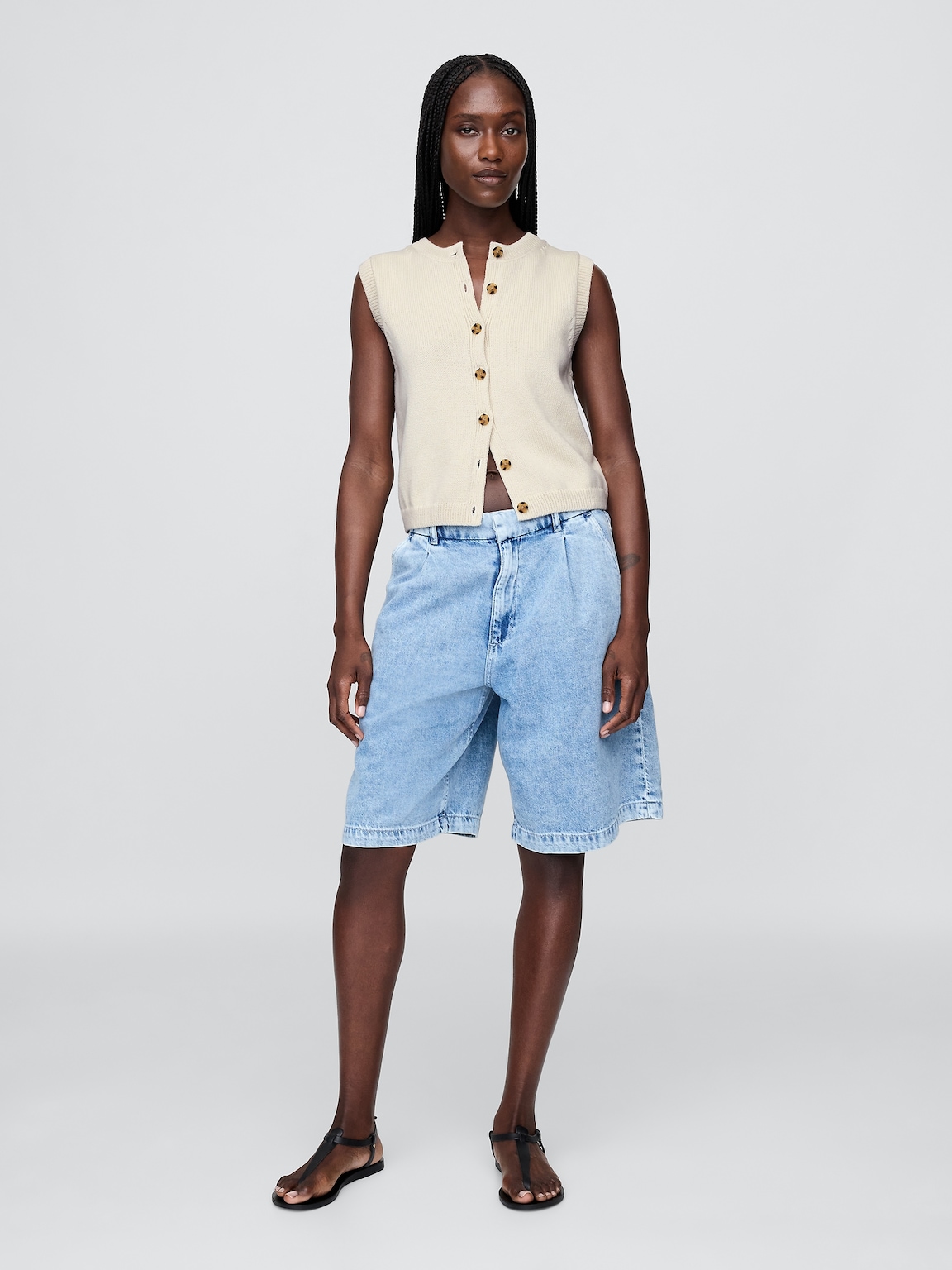Cropped Cardigan Sweater Vest