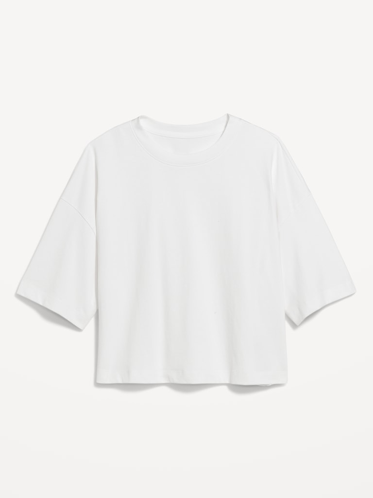 Vintage Crew-Neck Oversized Crop T-Shirt