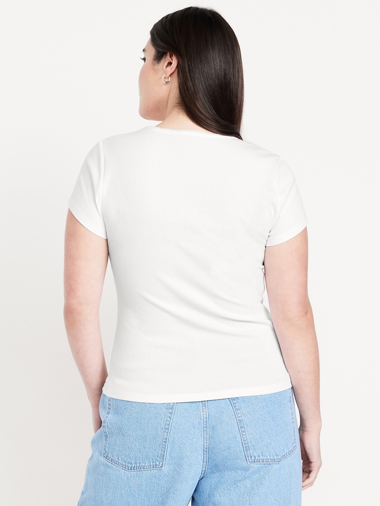 Square-Neck Ribbed T-Shirt