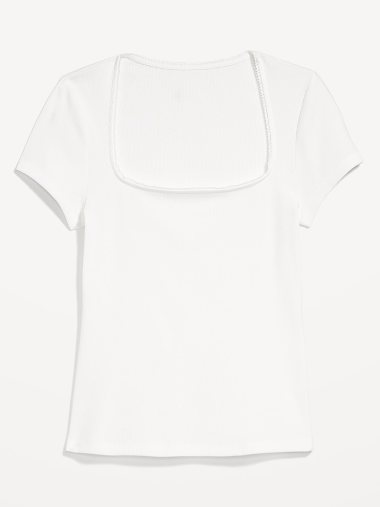 Square-Neck Ribbed T-Shirt