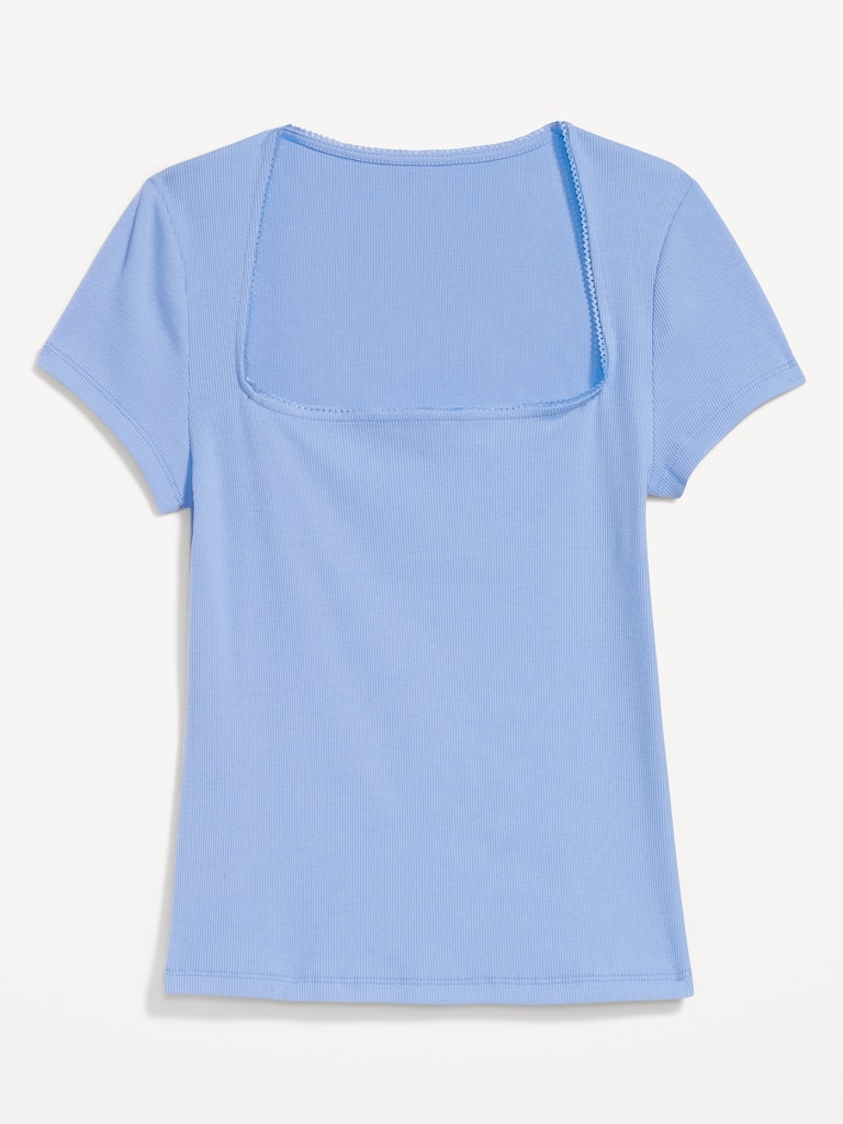 Square-Neck Ribbed T-Shirt
