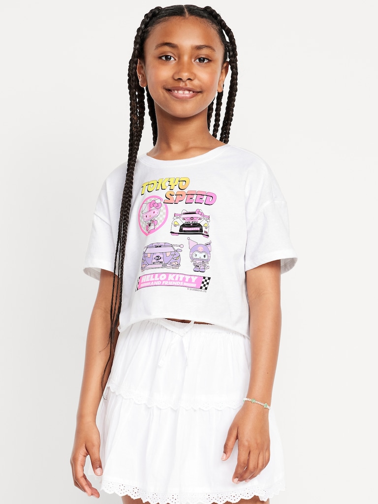 Hello Kitty® Oversized Cropped Graphic T-Shirt for Girls