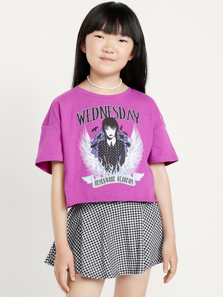 Wednesday™ Oversized Cropped Graphic T-Shirt for Girls