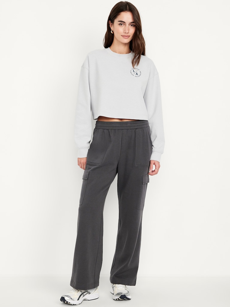 High-Waisted SoComfy Cargo Wide-Leg Sweatpants