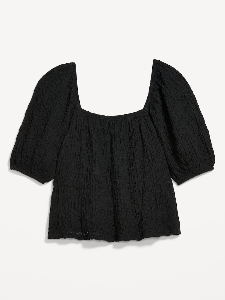 Puff-Sleeve Lace Top