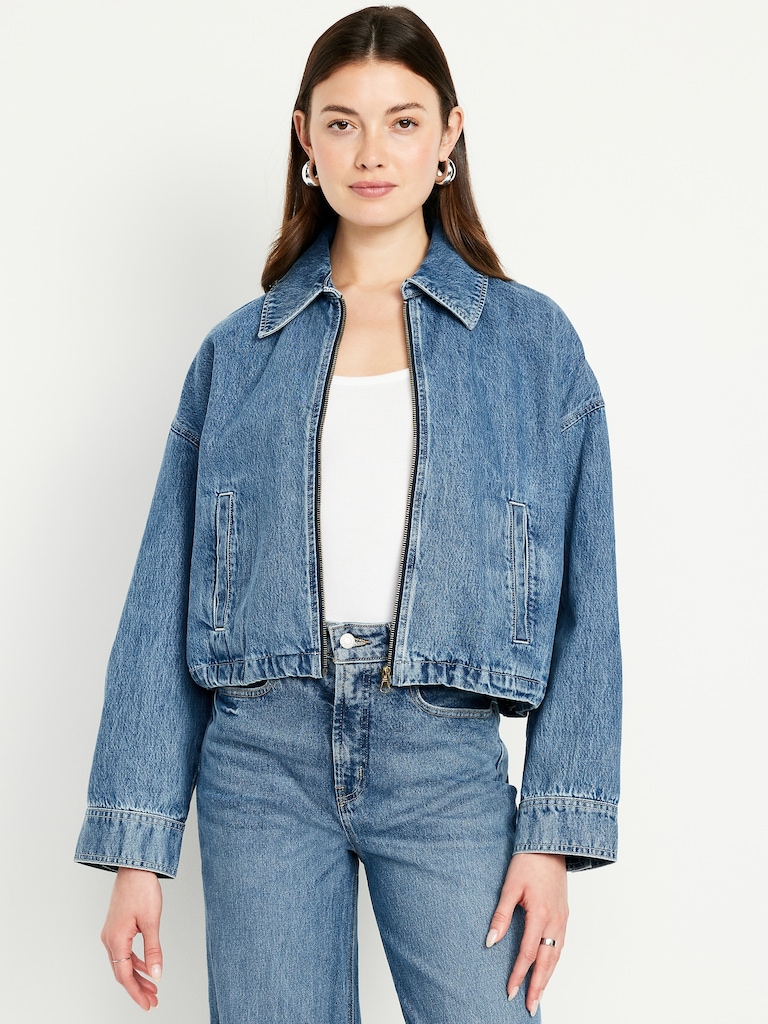 Veste à glissière en denim