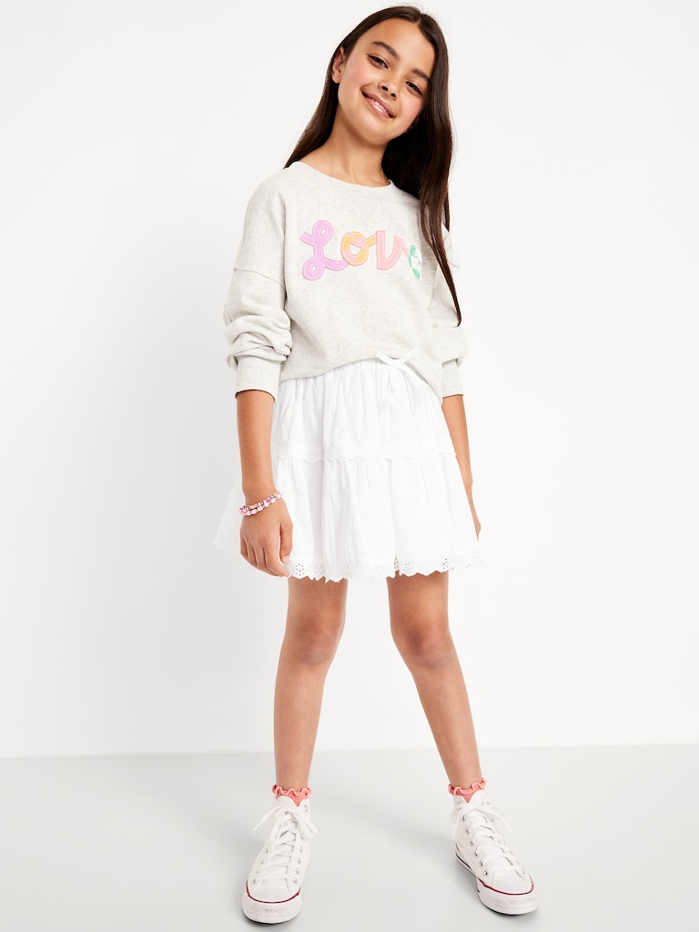 Eyelet Trim Tiered Skirt for Girls