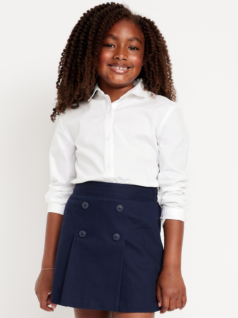 School Uniform Long-Sleeve Poplin Shirt for Girls