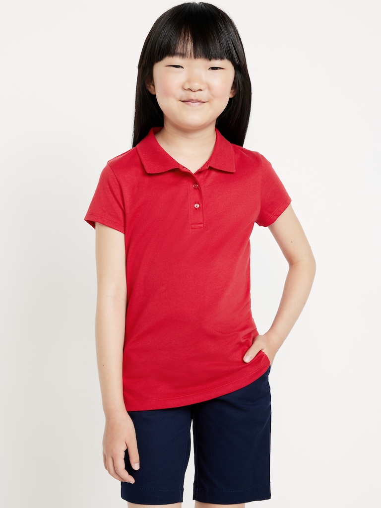 School Uniform Jersey-Knit Polo Shirt for Girls