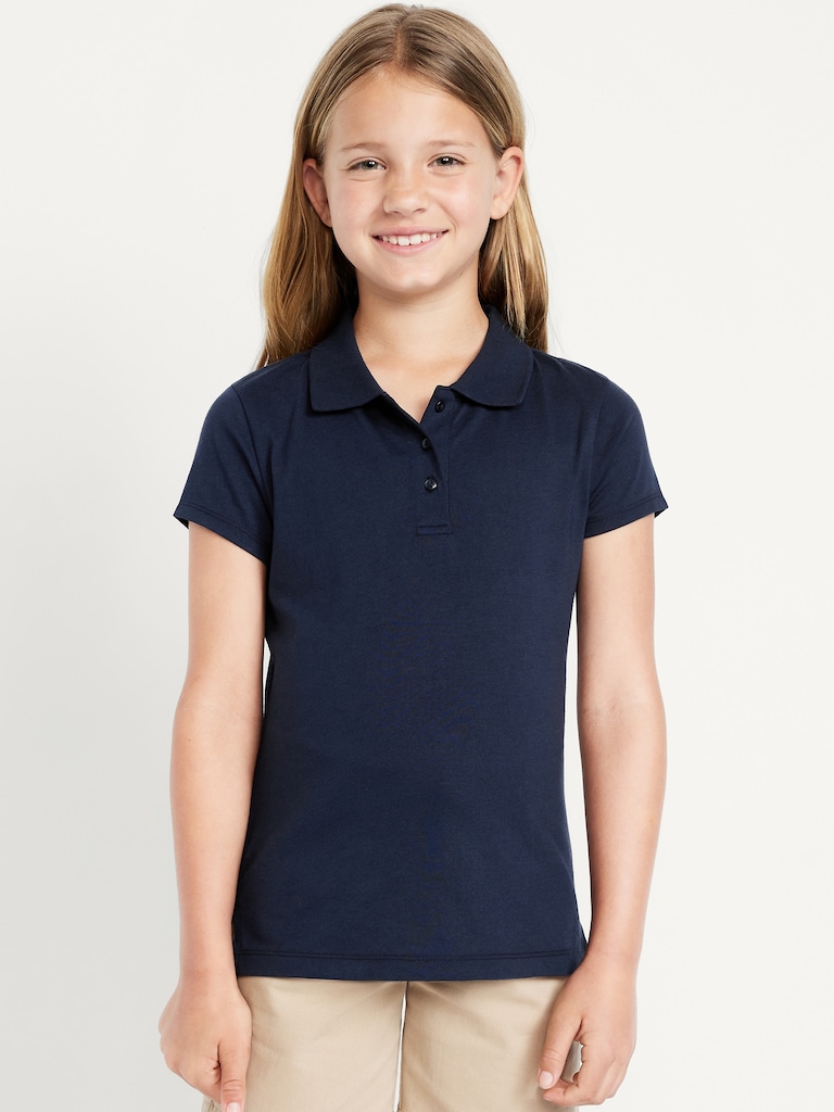 School Uniform Jersey-Knit Polo Shirt for Girls