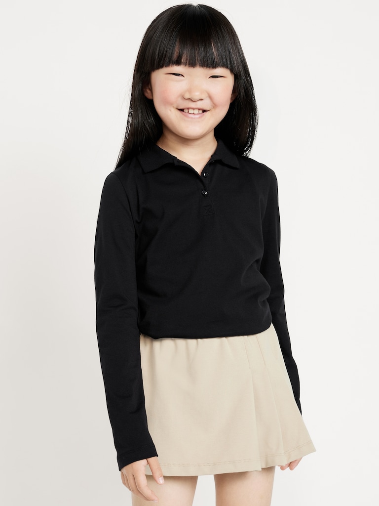 School Uniform Jersey-Knit Polo Shirt for Girls