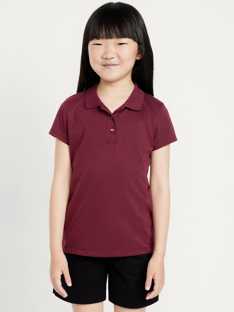 School Uniform Jersey-Knit Polo Shirt for Girls