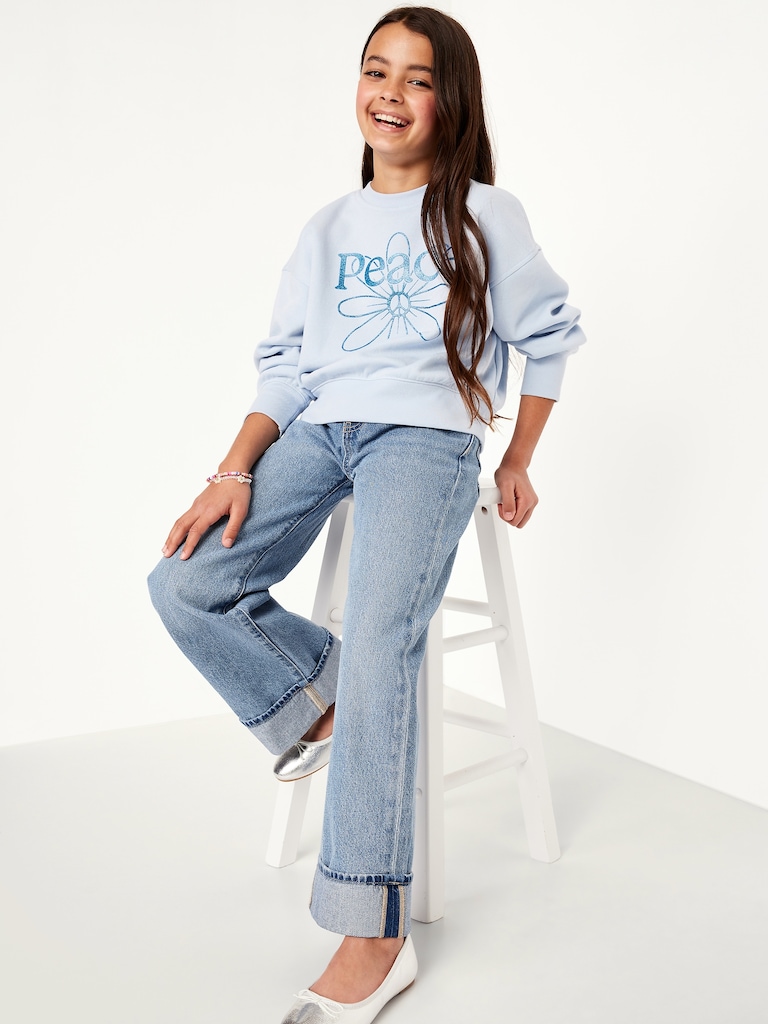 High-Waisted Baggy Wide-Leg Jeans for Girls