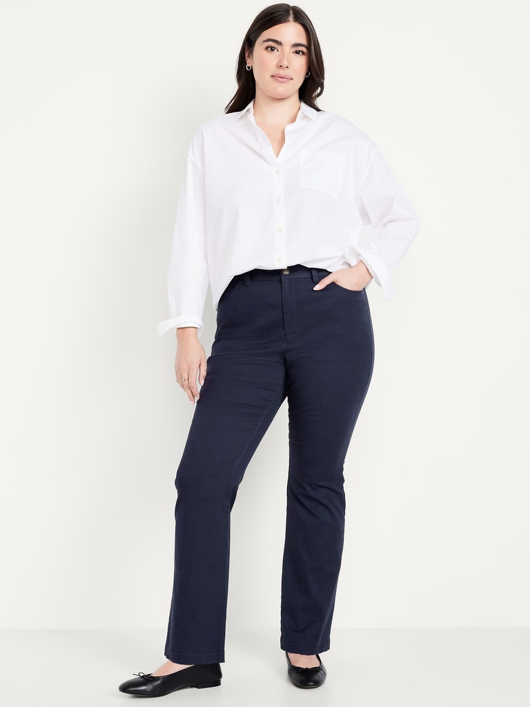 High-Waisted Uniform Boot-Cut Pants