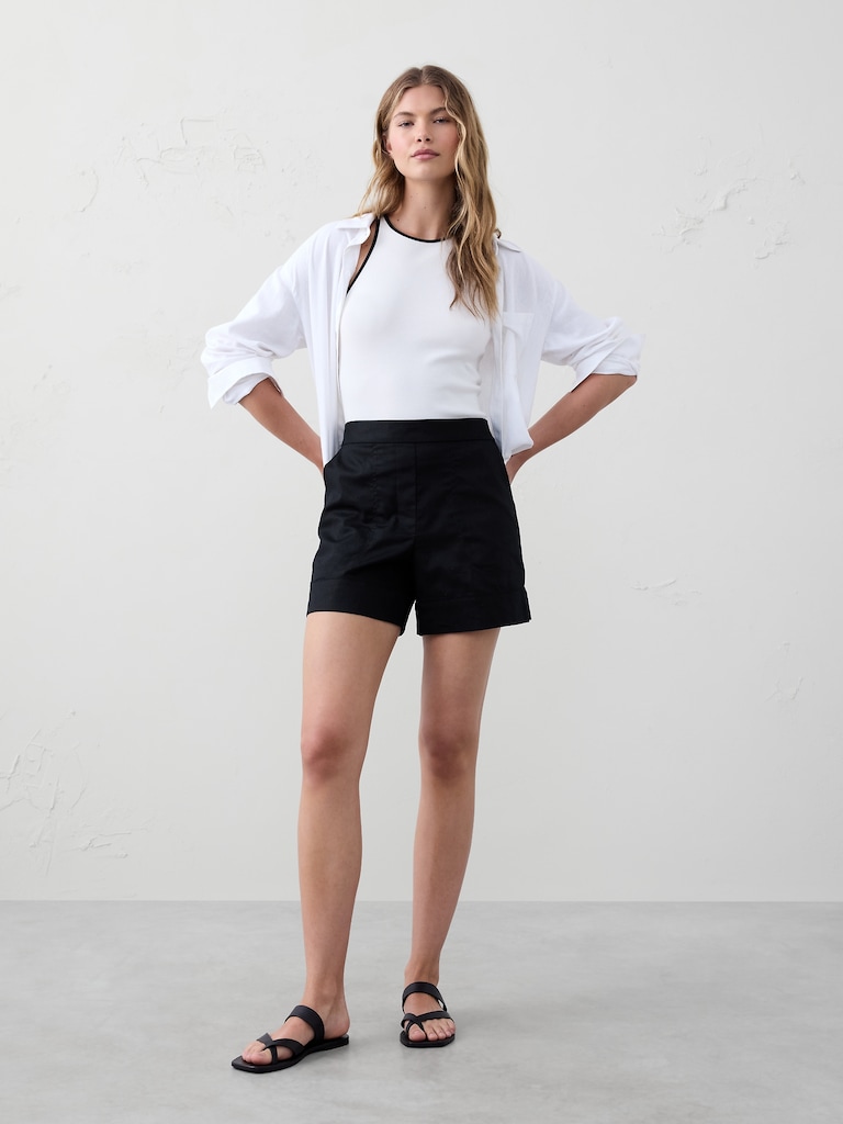 Linen-Blend Pull-On Short