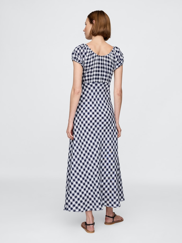 Gap × DÔEN 100% Linen Gingham Midi Dress