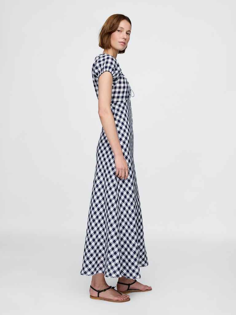 Gap × DÔEN 100% Linen Gingham Midi Dress