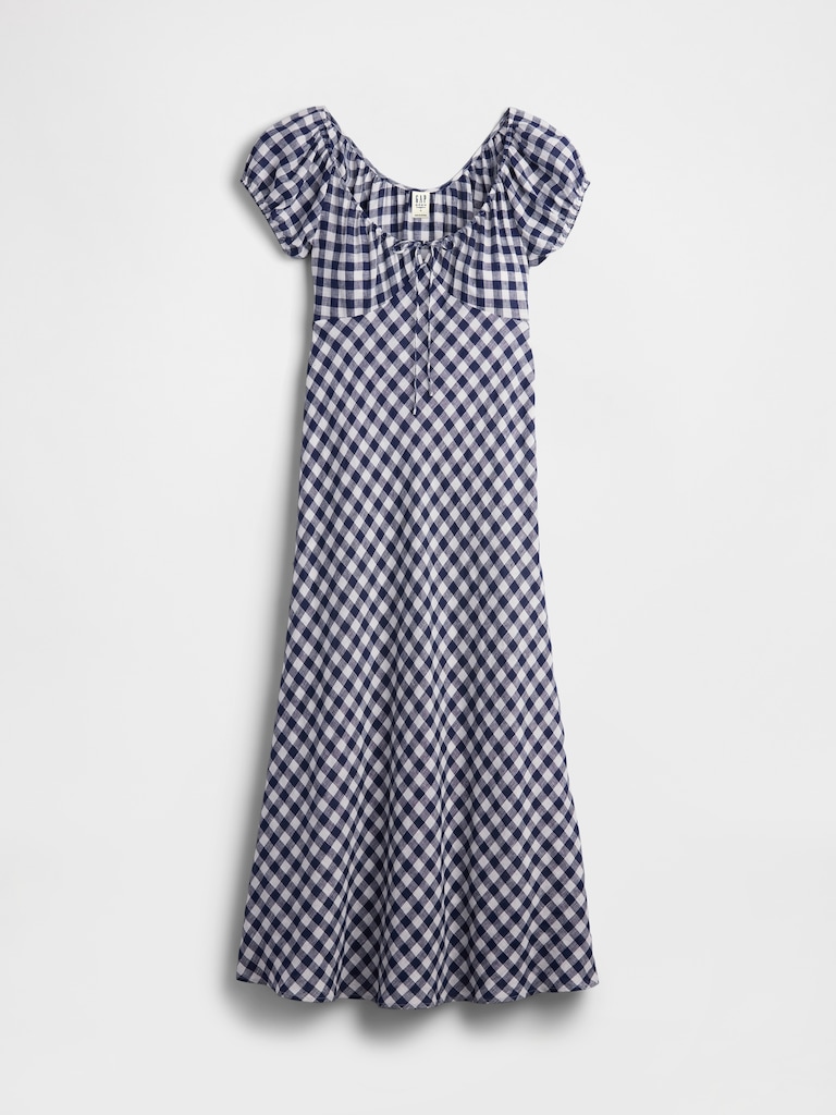 Gap × DÔEN 100% Linen Gingham Midi Dress