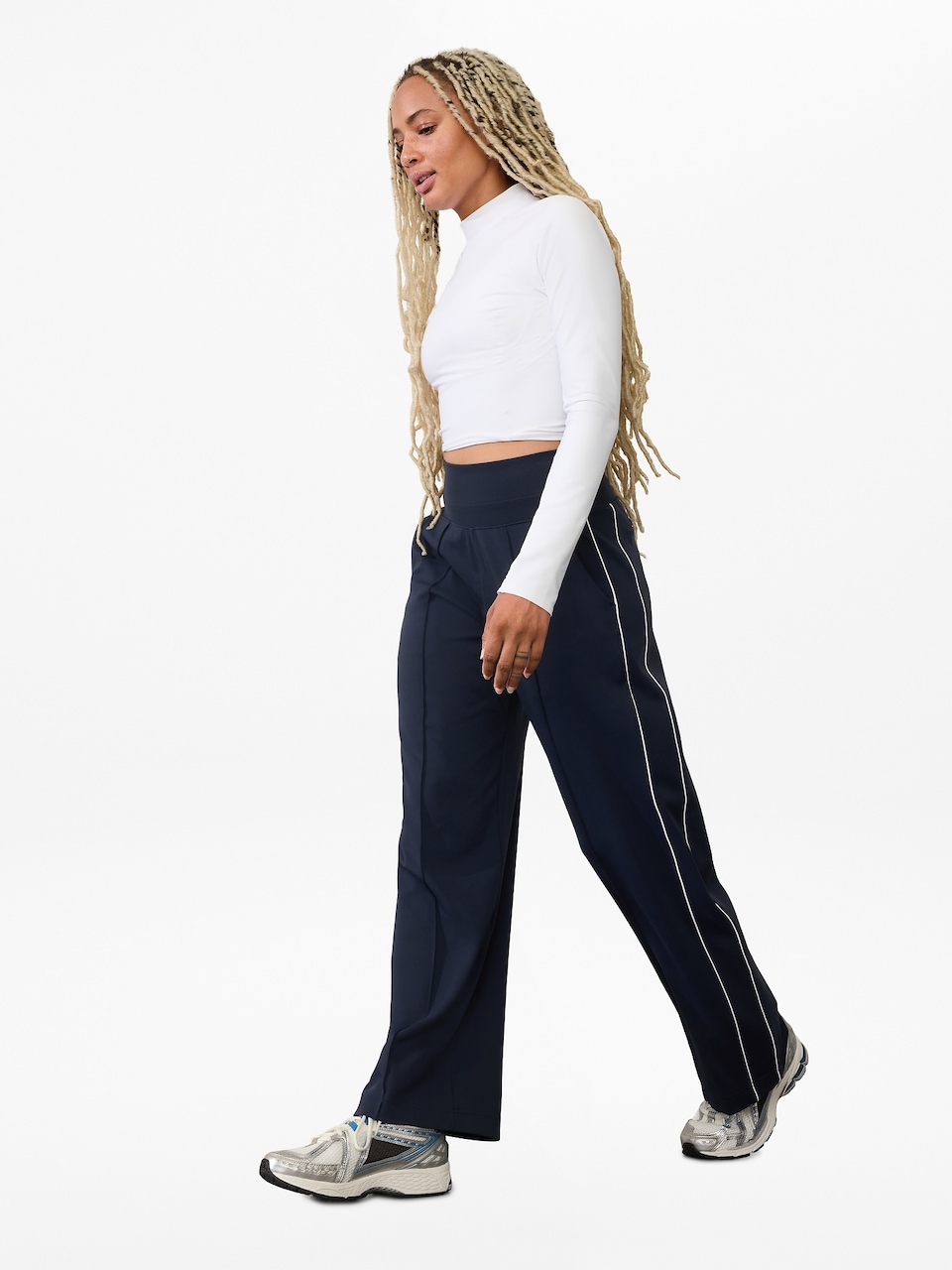 Venice High Rise Track Stripe Wide Leg Pant
