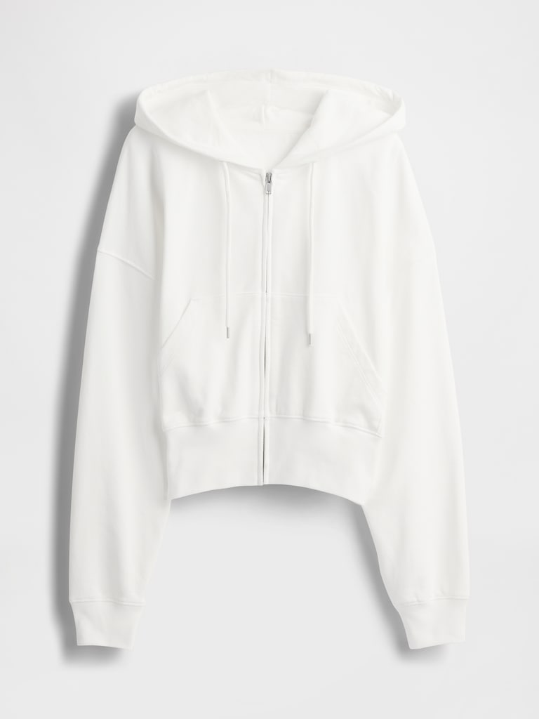 French Terry Oversized Zip Wedge Hoodie