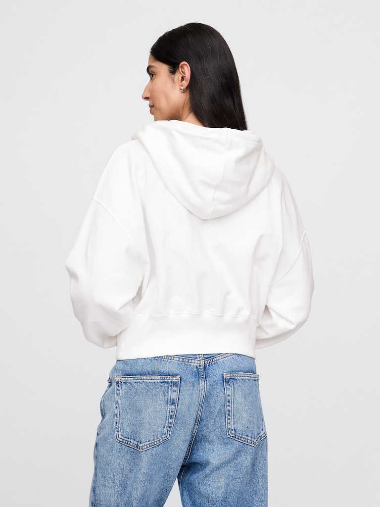 French Terry Oversized Zip Wedge Hoodie