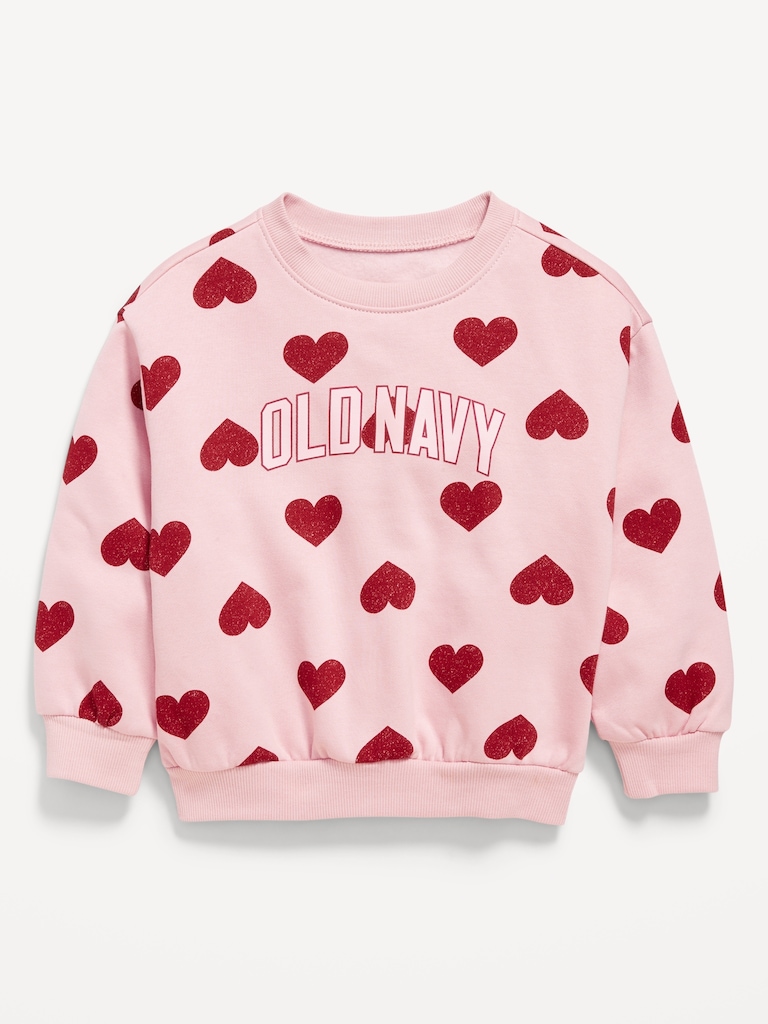 Chandail en coton ouaté ras du cou avec logo imprimé à manches longues pour Toute-petite fille