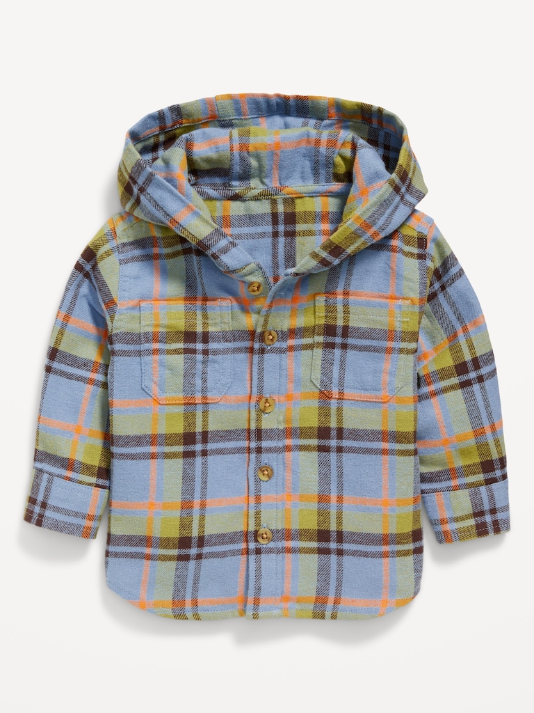 Veste-chemise à carreaux à capuchon pour bébé