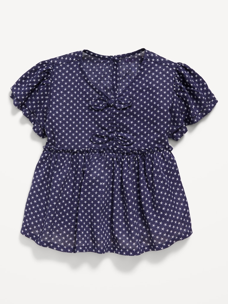 Short-Sleeve Ruffled Bow Top for Toddler Girls