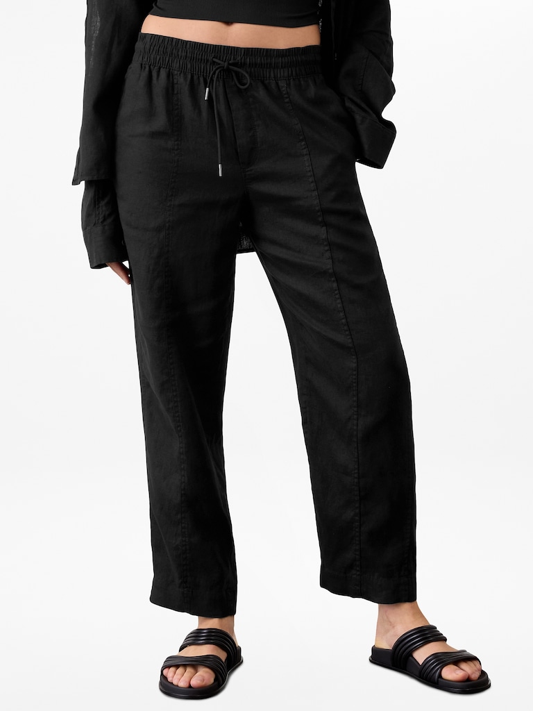 Retreat High Rise Linen Ankle Pant