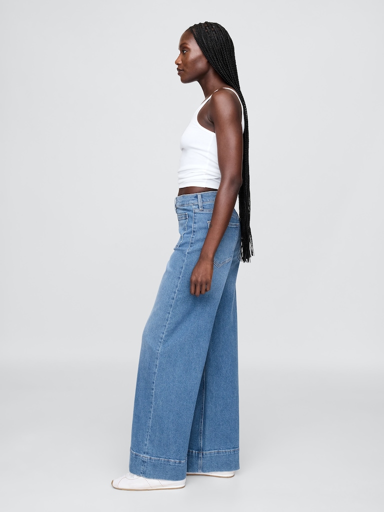 High Rise Stride Wide-Leg Jeans
