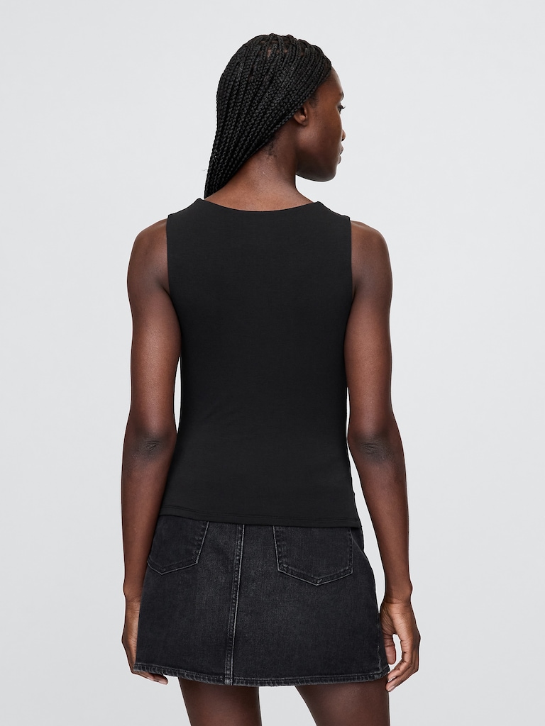 Cropped Cowl-Neck Tank Top