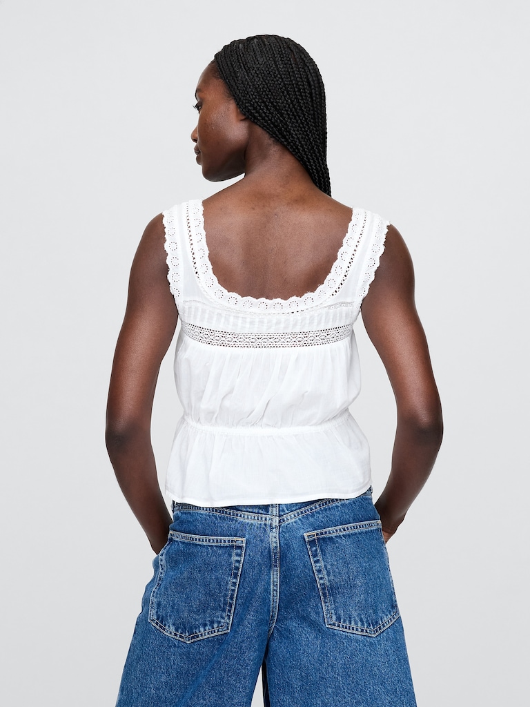Lace-Trim Peplum Top