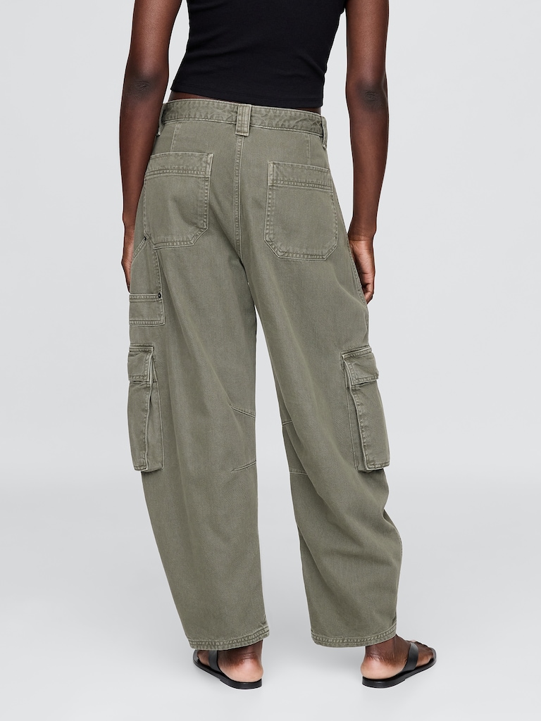 Mid Rise Barrel Cargo Pants