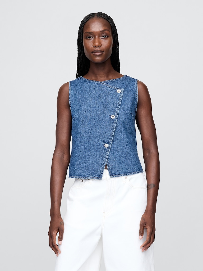 Denim Asymmetrical Vest