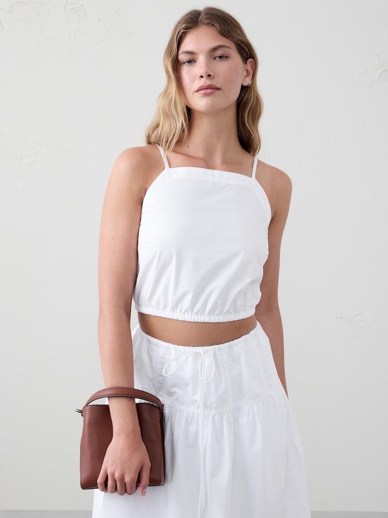 Strappy Bubble-Hem Cropped Top