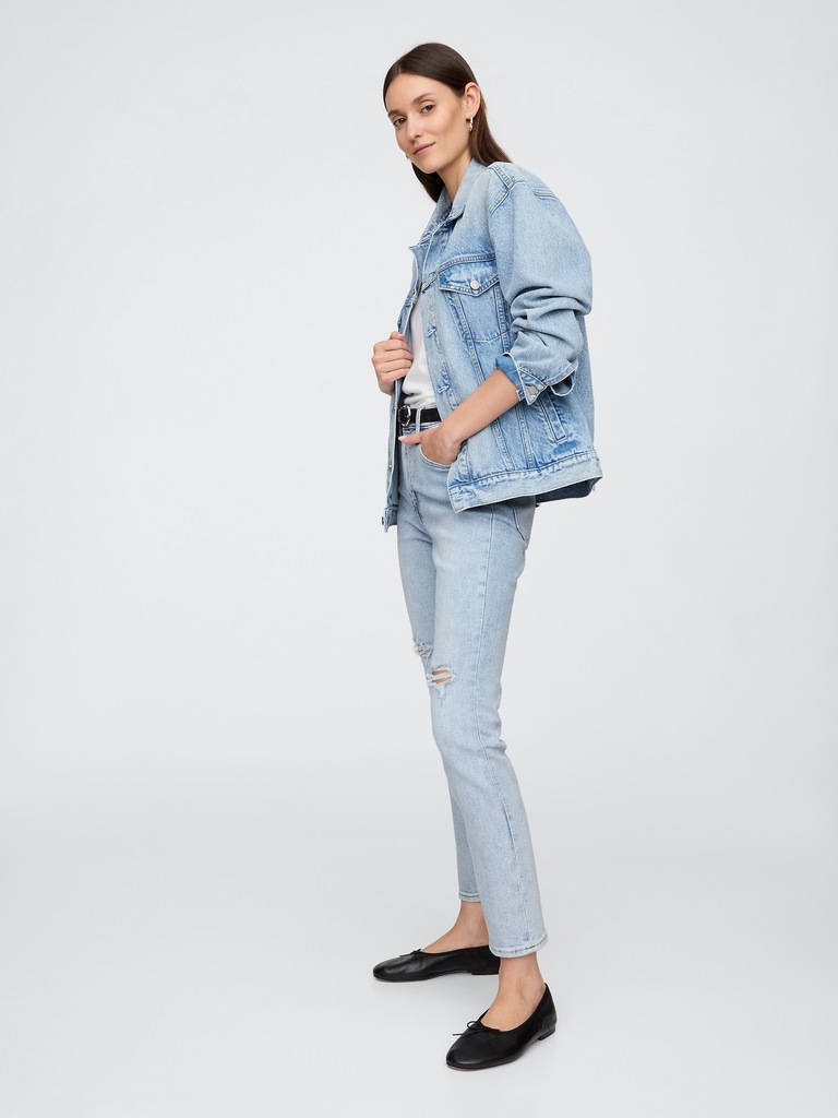 High Rise Destructed Vintage Slim Jeans