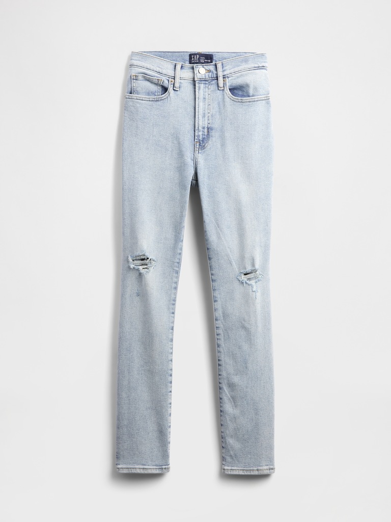 High Rise Destructed Vintage Slim Jeans