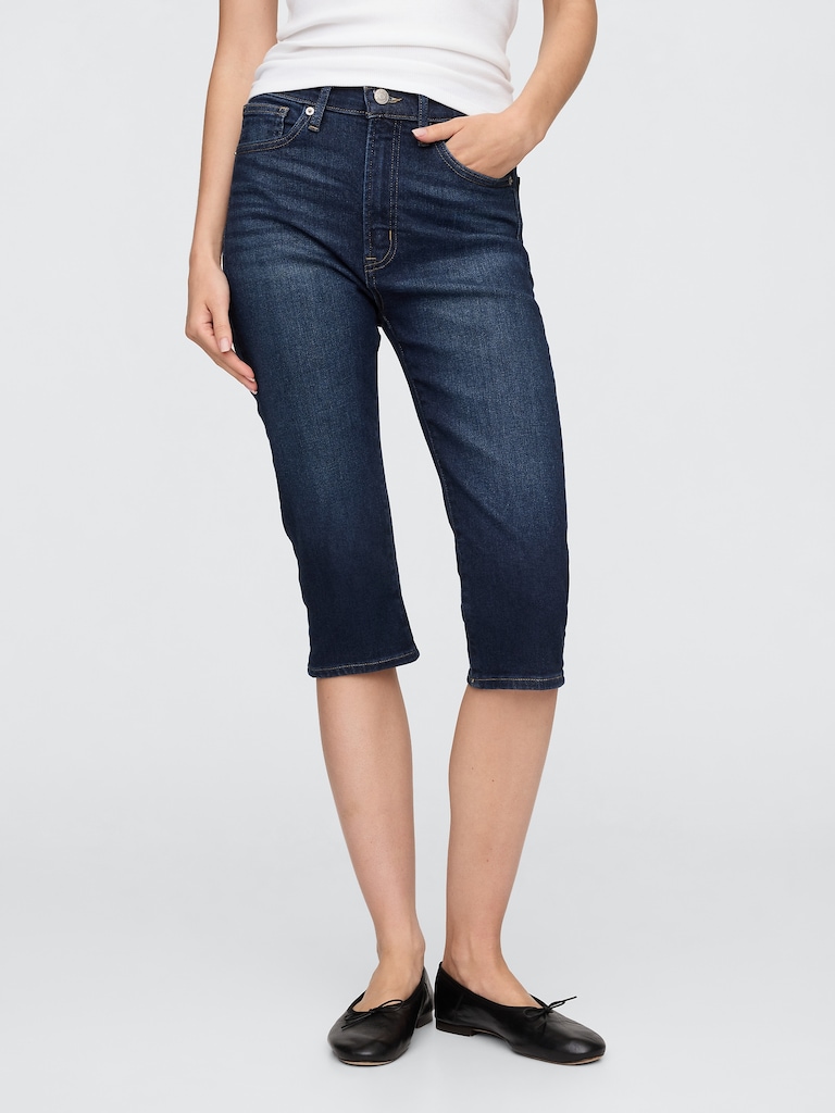 High Rise Vintage Slim Capri Jeans