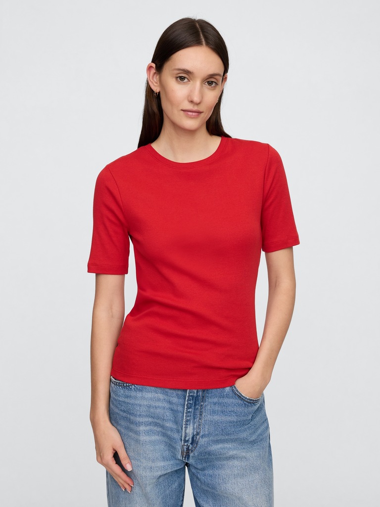 Modern Ribbed Crewneck T-Shirt