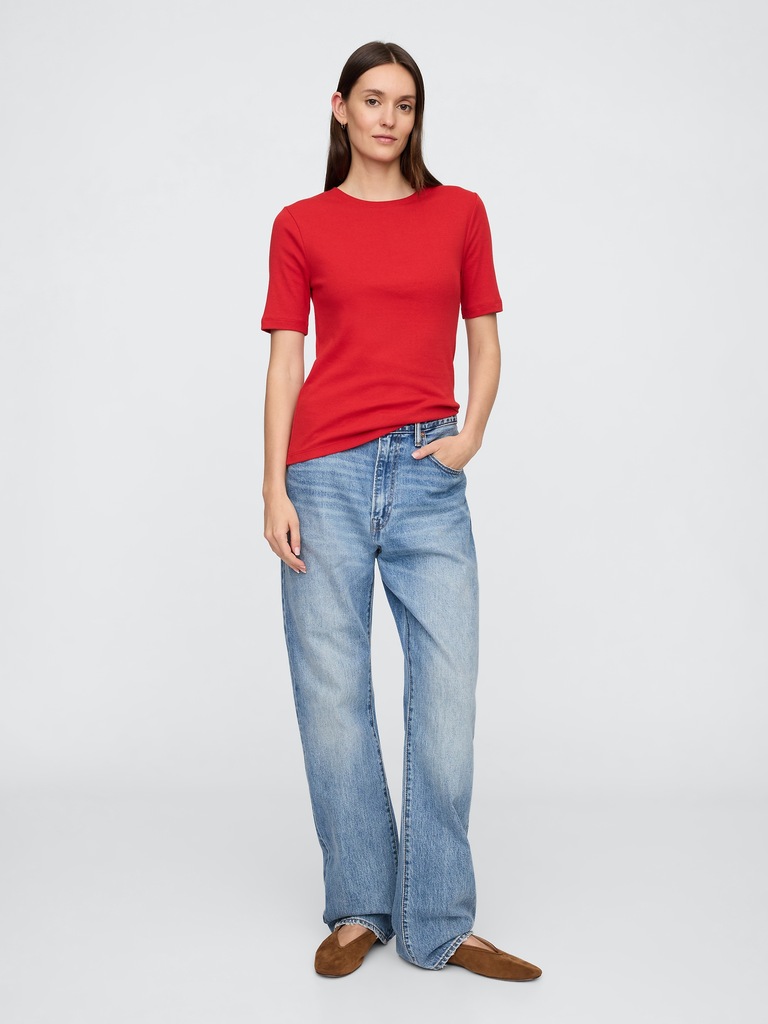 Modern Ribbed Crewneck T-Shirt