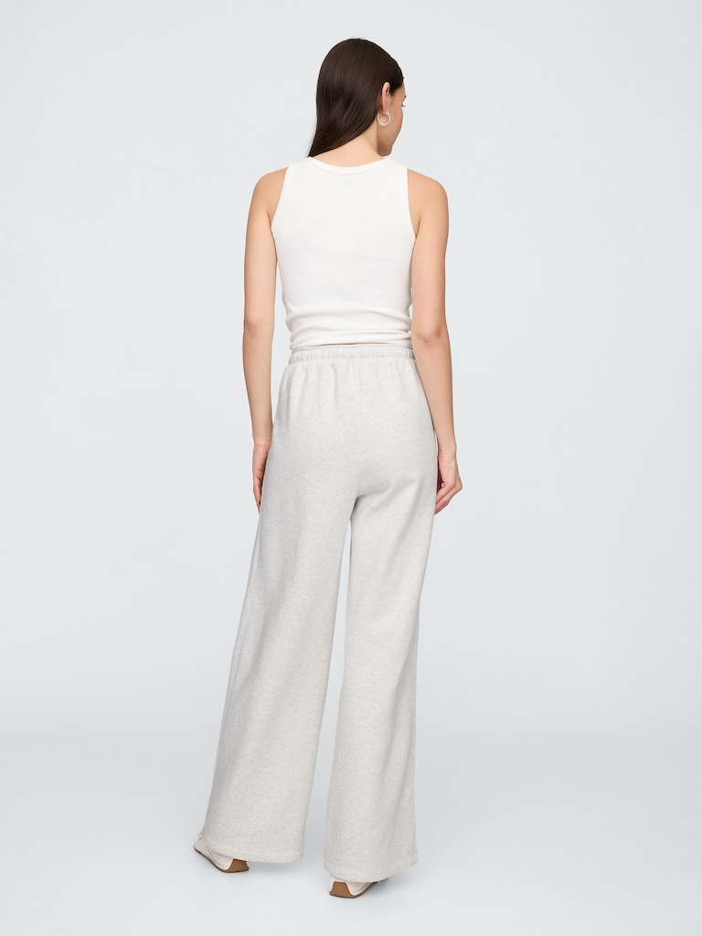 Fleece Rib-Seam Wide-Leg Pants