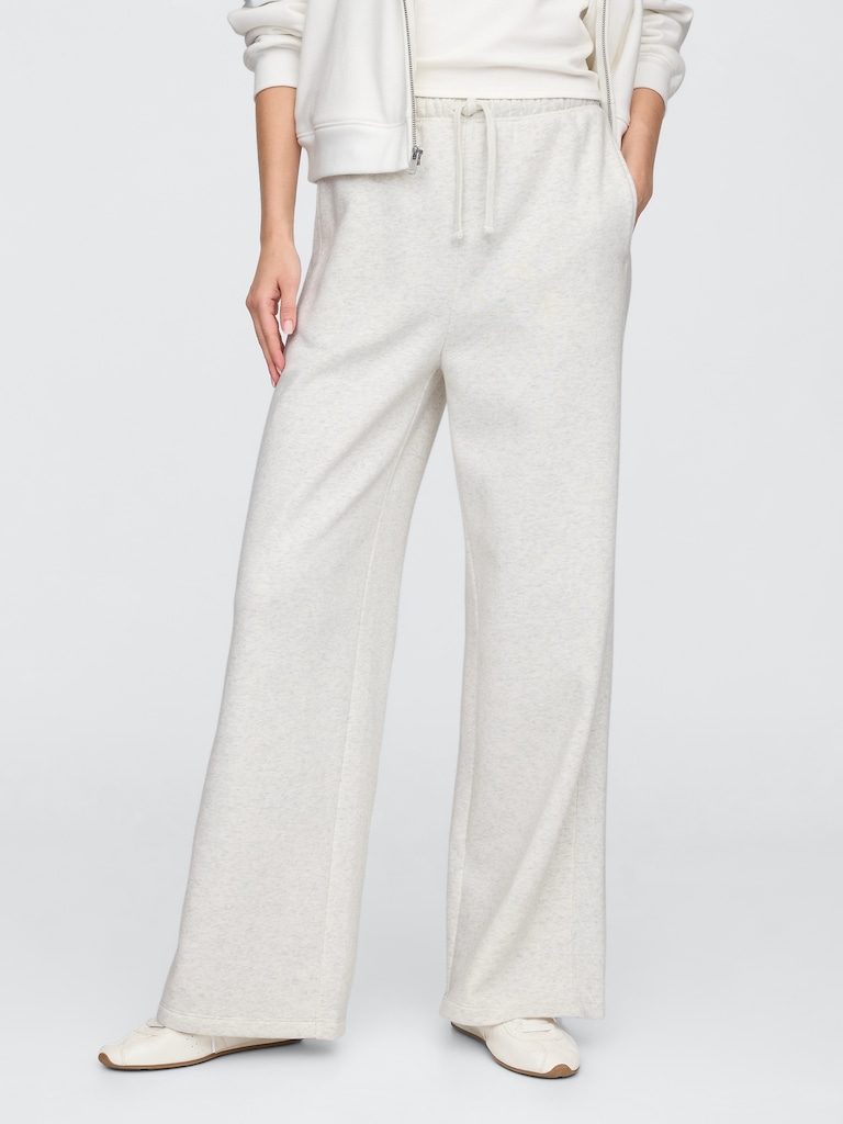 Fleece Rib-Seam Wide-Leg Pants
