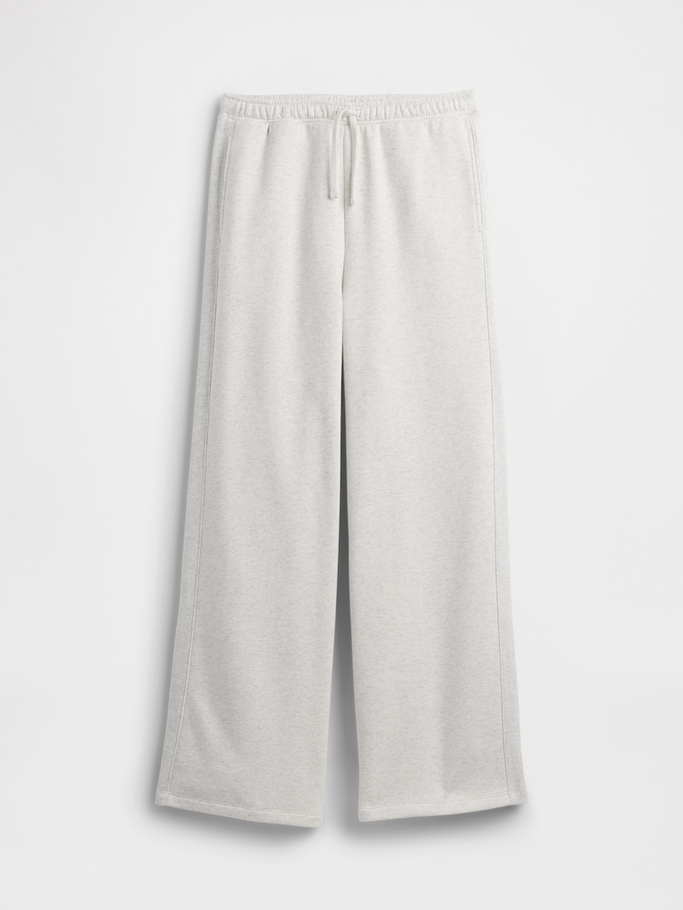 Fleece Rib-Seam Wide-Leg Pants