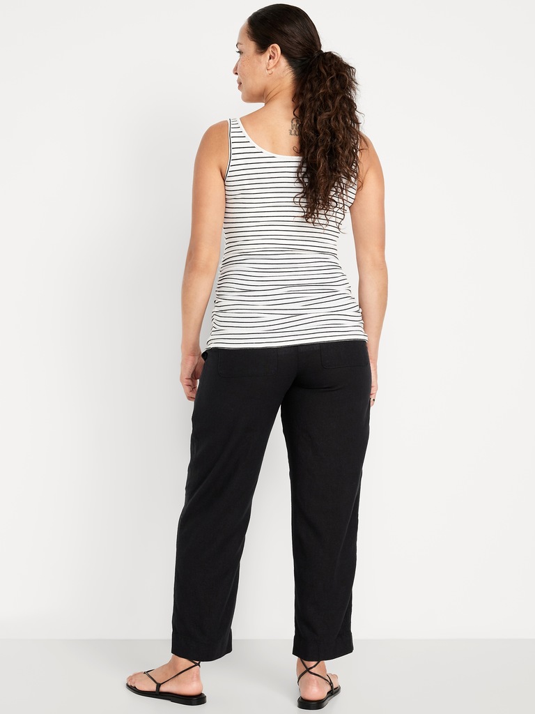 Maternity Rollover Waist Linen Pant